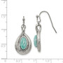 Stainless Steel Polished and Textured Dyed Synthetic Green Jade Earrings