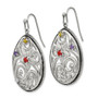 Stainless Steel Polished/Antiqued Multicolor CZ Earrings