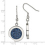 Stainless Steel Polished with Blue Druzy Stone Earrings