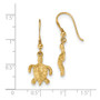 14k Polished & Textured Diamond-cut Turtle Shepherd Hook Earrings