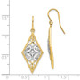 14K & Rhodium Diamond Shape Filigree Dangle Earrings