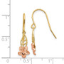 14K Two-tone Fancy Plumeria Dangle Earrings