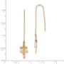 14k Yellow & Rose D/C Polished Crosses Threader Earrings