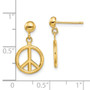 14K 3-D & Polished Peace Symbol Dangle Earrings