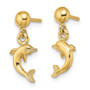14K Mini Jumping Dolphin Dangle Earrings