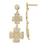 14k w/ D/C Maltese Cross with Hearts Dangle Earrings