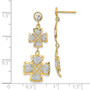 14k w/ D/C Maltese Cross with Hearts Dangle Earrings