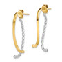 14k Two-tone Polished & Twisted Front & Back Post Earrings