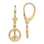 14K 3-D Peace Symbol Leverback Earrings