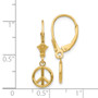 14K 3-D Peace Symbol Leverback Earrings