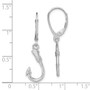 14K White Gold 3-D Fish Hook Leverback Earrings