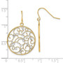 14k w/ RH Cut-Out Round Floral Medallion Wire Earrings