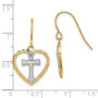 14k w/ RH Cross In Center Heart Earrings