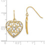 14k w/ RH & Filigree Cut-Out Heart Wire Earrings