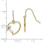 14K w/ Enamel Cross Heart Dangle Earrings