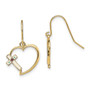 14K w/ Enamel Cross Heart Dangle Earrings