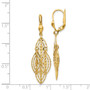 14K Gold Textured and Polished Dangle Leverback Earrings