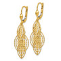 14K Gold Textured and Polished Dangle Leverback Earrings