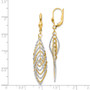 14K Two-tone Polished and D/C Dangle Leverback Earrings