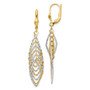 14K Two-tone Polished and D/C Dangle Leverback Earrings