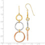 14k Tri-color Triple Circle Dangle Earrings