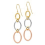 14k Tri-color Triple Circle Dangle Earrings