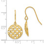 14k Circle Diamond-cut Shepherd Hook Earrings