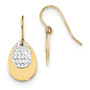 14k Two-tone Polished/Textured Teardrop Dangle Earrings