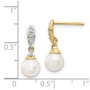 14k 6-7mm White Round FW Cultured Pearl .08ct Diamond Dangle Earrings