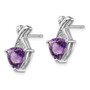 14k White Gold Amethyst and White Topaz Trillion Post Earrings