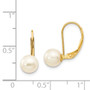14k 6-7mm White Round Freshwater Cultured Pearl Leverback Earrings