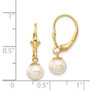 14k 6-7mm White Round Freshwater Cultured Pearl Leverback Earrings