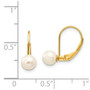 14k 5-6mm White Round Freshwater Cultured Pearl Leverback Earrings