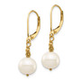 14k 8-9mm Near Round White FWC Pearl Leverback Earrings