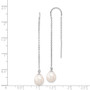 14K White Gold 7-8mm White Teardrop FW Cultured Pearl Threader Earrings