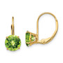 14k 7mm Peridot Leverback Earrings