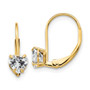 14k 5mm Heart Cubic Zirconia Leverback Earrings