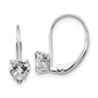 14k White Gold 5mm Heart Cubic Zirconia Leverback Earrings