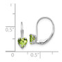 14k White Gold 5mm Heart Peridot Leverback Earrings