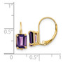 14k 7x5mm Emerald Cut Amethyst Leverback Earrings