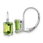14k White Gold 7x5mm Emerald Cut Peridot Leverback Earrings