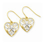14K & Rhodium .01ct Diamond Heart Wire Earrings