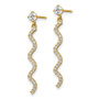 14K CZ Wave Dangle Post Earrings