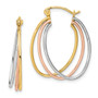 10k Tri-color Polished Triple Hoop Earrings