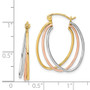 10k Tri-color Polished Triple Hoop Earrings