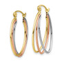10k Tri-color Polished Triple Hoop Earrings