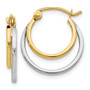 Leslie's 14K Two-tone Polished Hinged Hoop Earrings