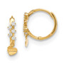 14k Madi K CZ Heart Dangle Hinged Hoop Earrings