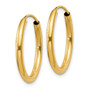 14k Polished Round Endless 2mm Hoop Earrings