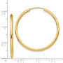 14k Polished Round Endless 2mm Hoop Earrings